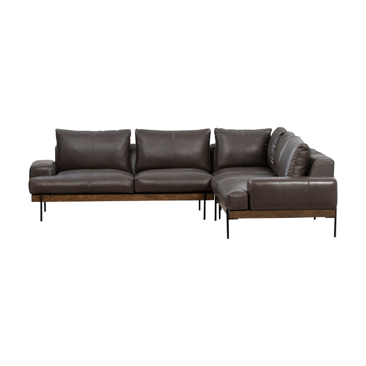 Largo - Leather Sectional Sofa - Brown