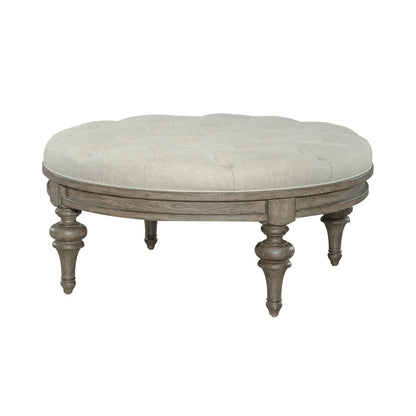 Americana Farmhouse - Round Cocktail Ottoman - Light Brown