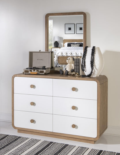 Margot - 6 Drawer Dresser - Desert Oak And Cloud White