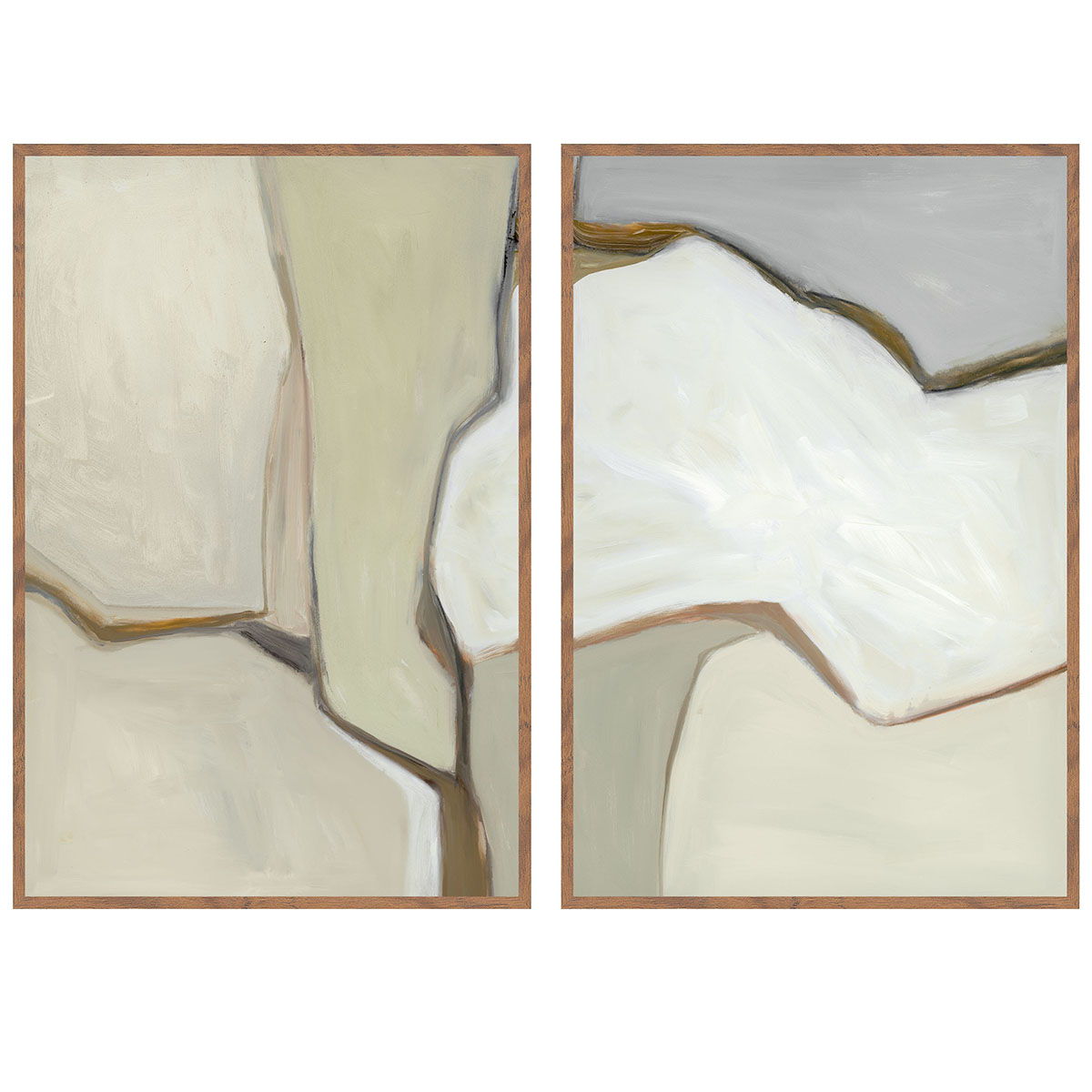 Dried - 60" x 40" Painting By Buddy Whitlock (Set of 2) - Walnut
