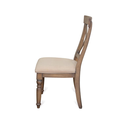 Aberdeen - X - Back Upholstered Side Chair (Set of 2) - Weathered Driftwood