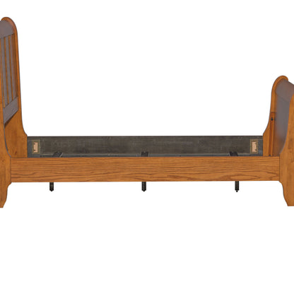 Grandpas Cabin - Twin Sleigh Rails & Slats - Light Brown