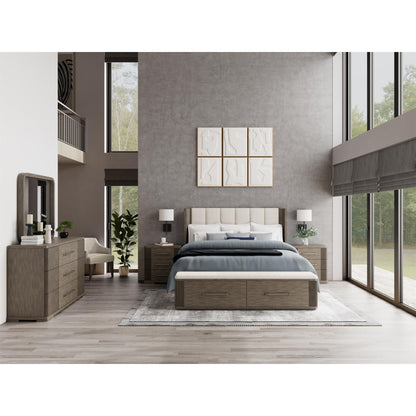 Sariel - King Upholstered Shelter Headboard - Dark Brown