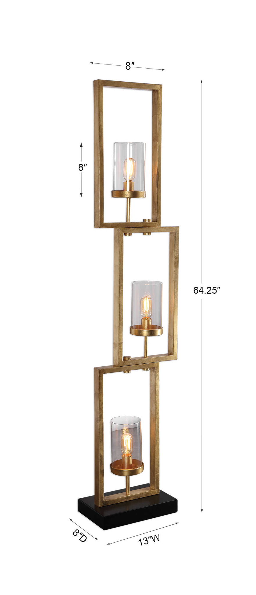 Cielo - Staggered Rectangles Floor Lamp - Gold