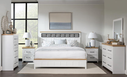 Horizons - Twin Panel Footboard - Pure White / Natural Oak
