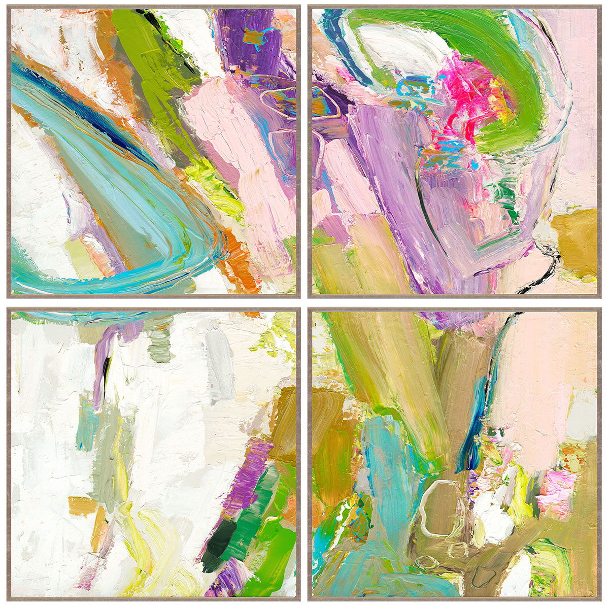 Swoosh - 48" x 48" Painting By Buddy Whitlock (Set of 4) - Champagne