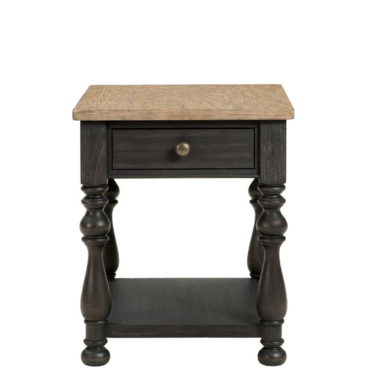 Barrington Two Tone - Side Table - Antique Oak / Matte Black