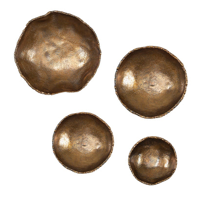 Lucky Coins - Wall Bowls (Set of 4) - Brass