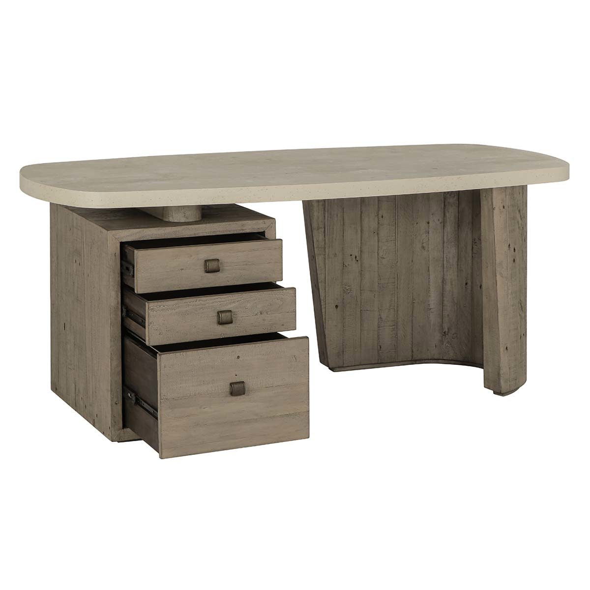 Angus - Solid Wood Desk - Distressed Gray / Antique White