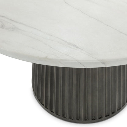 Caspia - 47" Outdoor Round Dining Table - White / Dark Gray