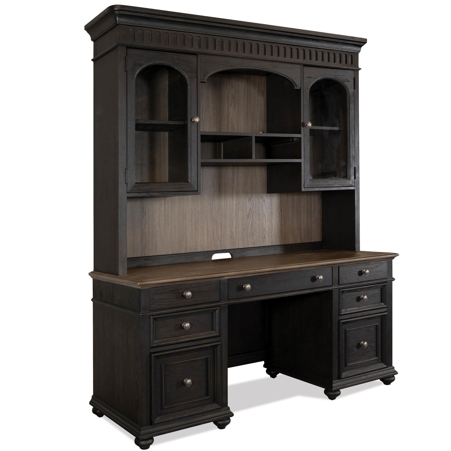 Regency - Credenza Hutch - Antique Oak / Matte Black